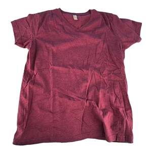LAT Ladies V-Neck Short Sleeve Tee Shirt Top Ladies Size Large Burgundy